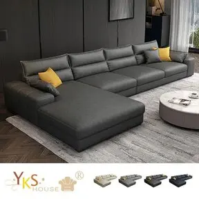 L型布沙發-獨立筒版(深灰)-