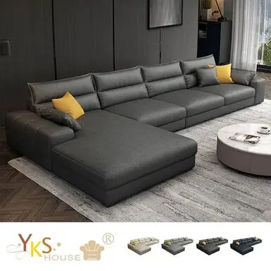 L型布沙發-獨立筒版(深灰)-