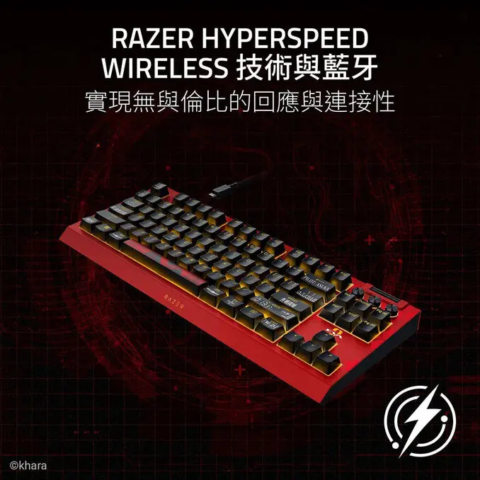 RAZER 雷蛇 BlackWidow V4 TKL HyperSpeed新世紀福音戰士-貳號機聯名款 幻彩版電競鍵盤-橘軸(英文)