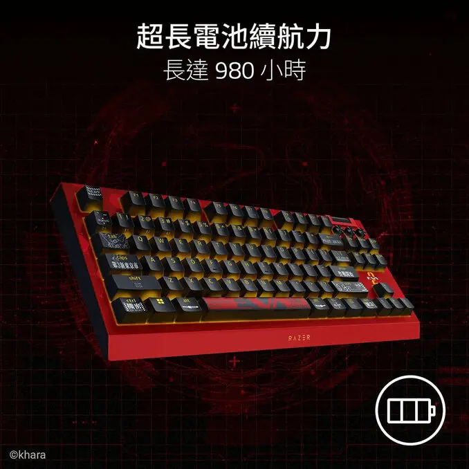 RAZER 雷蛇 BlackWidow V4 TKL HyperSpeed新世紀福音戰士-貳號機聯名款 幻彩版電競鍵盤-橘軸(英文)