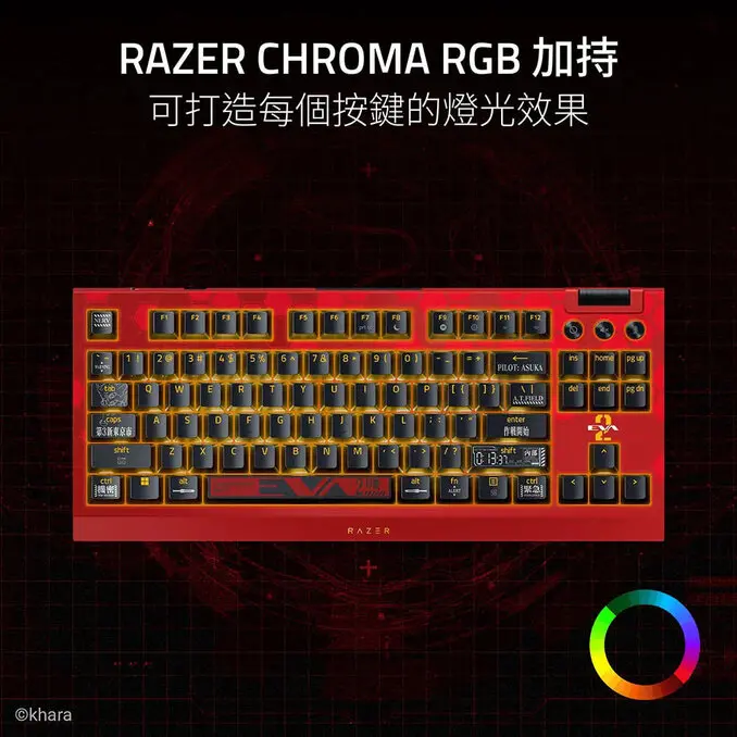 RAZER 雷蛇 BlackWidow V4 TKL HyperSpeed新世紀福音戰士-貳號機聯名款 幻彩版電競鍵盤-橘軸(英文)
