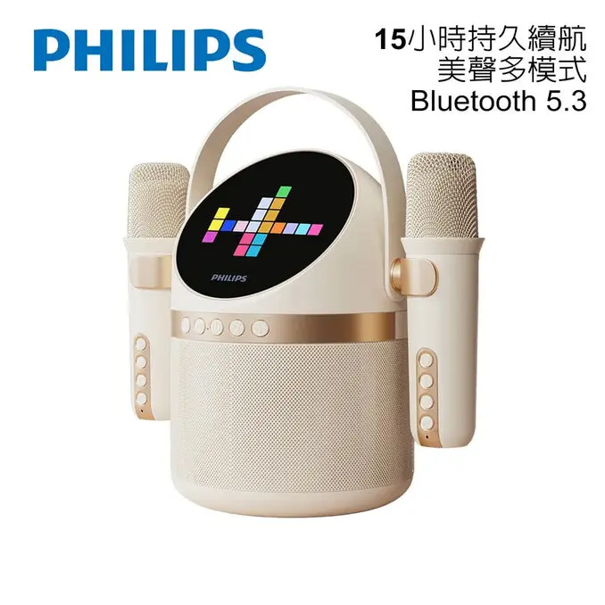 PHILIPS 飛利浦小福麥AI智能K歌藍牙音箱(白)-TAS2509WT