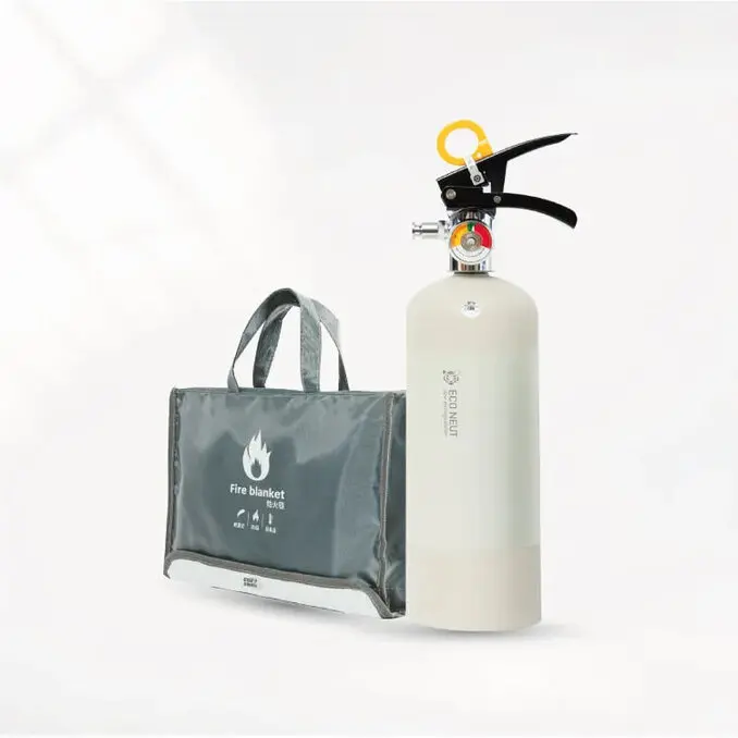 正德防火台製鋰電池玻纖防火毯+台製家用強化液滅火器1L