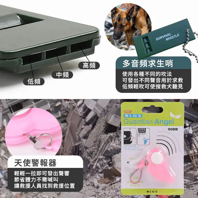 22合1完全款 防災包 地震包 急救包 緊急救難包避難包 (戶外淨水過濾器 護目鏡 救生繩 防災收音機)