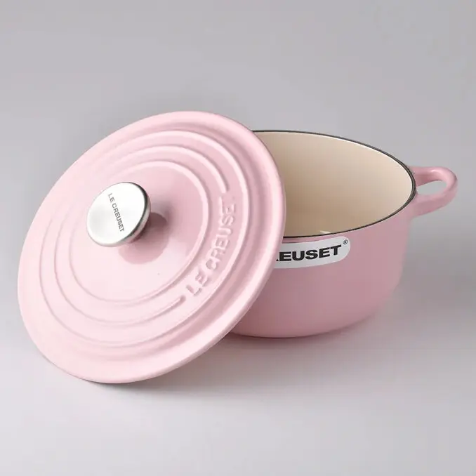 LE CREUSET圓形鑄鐵鍋 20cm 2.4L 雪紡粉 法國製