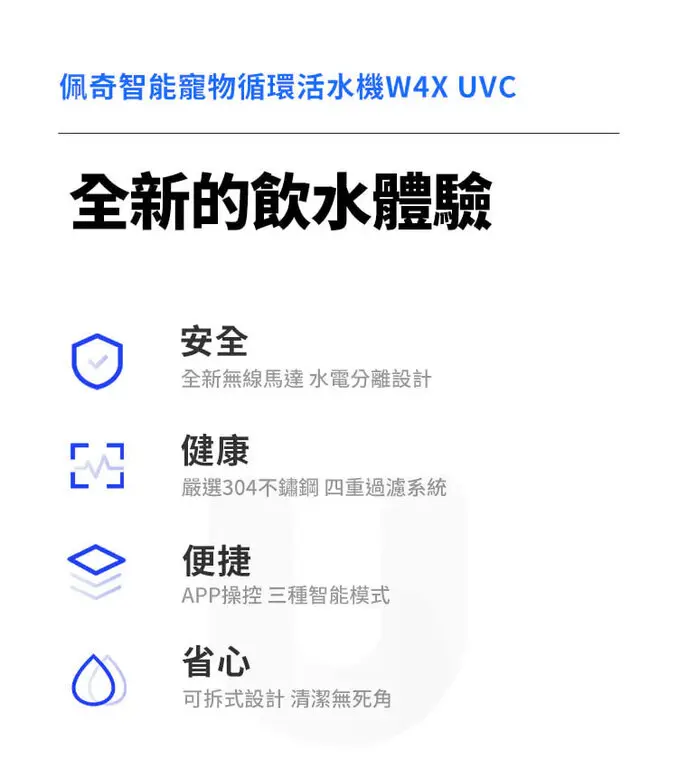 Petkit 佩奇智能寵物循環活水機W4X-UVC版 (無線馬達)