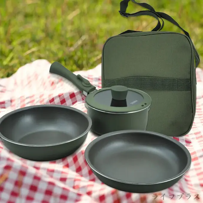 SADOMAIN 仙德曼露營鍋具組-24cm不沾鍋系列-黑色-1組 (附收納袋)