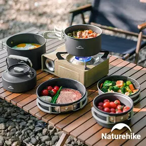 Naturehike野行鋁合金套鍋組 (3L吊鍋+1.7L鍋+8吋煎盤+0.8L水壺) CF010-野行鋁合金套鍋組