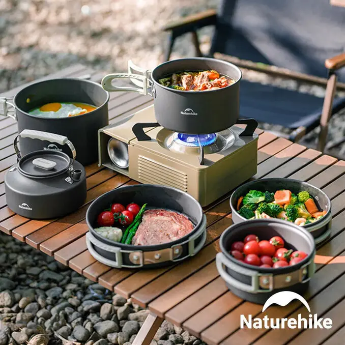 Naturehike野行鋁合金套鍋組 (3L吊鍋+1.7L鍋+8吋煎盤+0.8L水壺) CF010