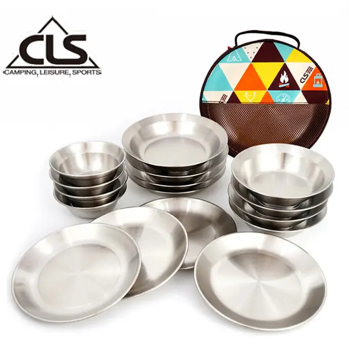 韓國CLS戶外野營不鏽鋼餐盤16件組(附收納包)/露營/野餐