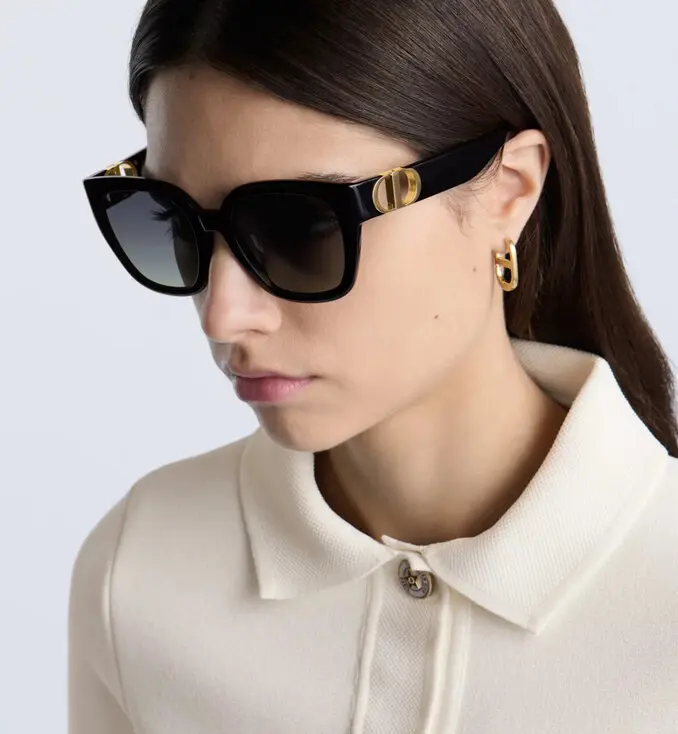 Dior 30Montaigne S10F 黑色方形太陽眼鏡