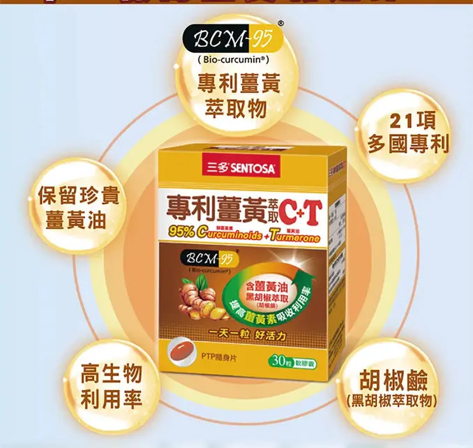 SENTOSA 三多專利薑黃萃取C+T軟膠囊(30粒x4盒)