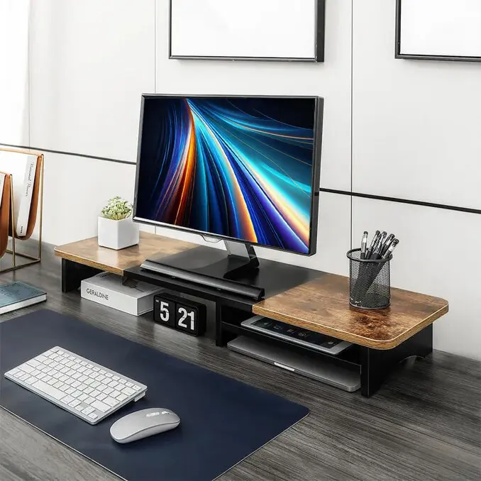 Ermutek 二木科技簡約風多功能桌上型電腦螢幕增高架 (高承重/大隔板抽屜承架收納)