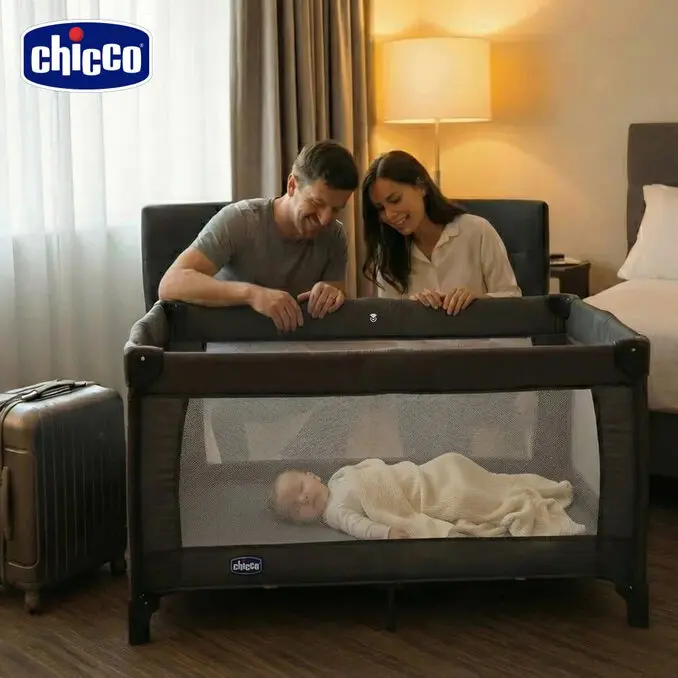 chicco Goodnight 輕旅折疊嬰兒遊戲床 (湖水藍)