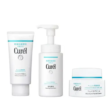 CUREL 珂潤潤浸保濕明星三件組(卸妝凝露130g+洗顏慕斯150ml+深層乳霜40g)-洗顏慕斯