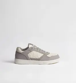 特里亞農灰和奶油色粒面小牛皮搭配奶油色 Dior Gravity 皮革 低筒運動鞋-Dior